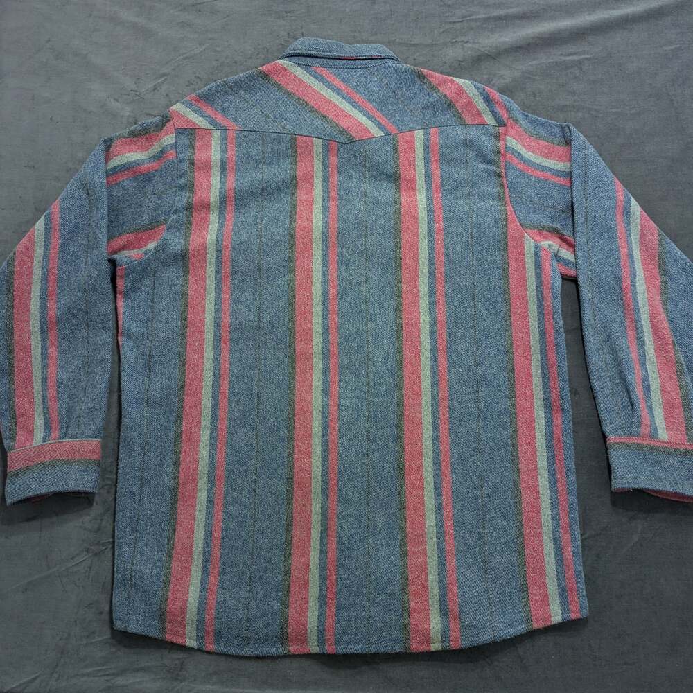Dakota Five Brothers SNap Western Shirt Mens XL Blue red Striped Made USA 24x29 - Picture 8 of 8